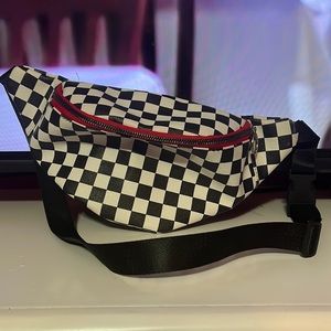 a red with red fanny pack!